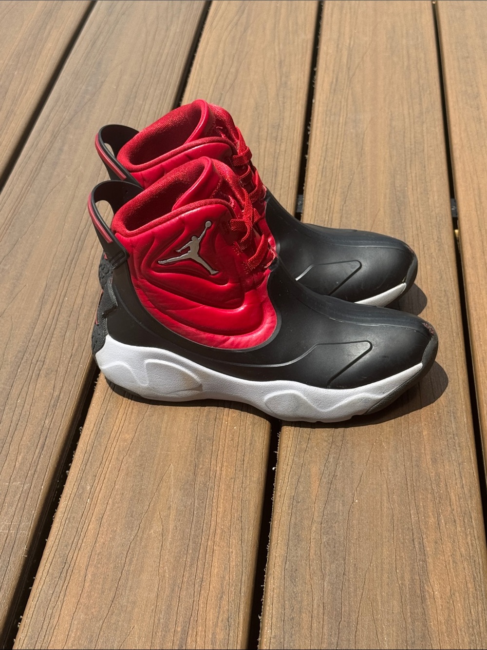 Nike Jordan Kids Black and Red Rain Boots